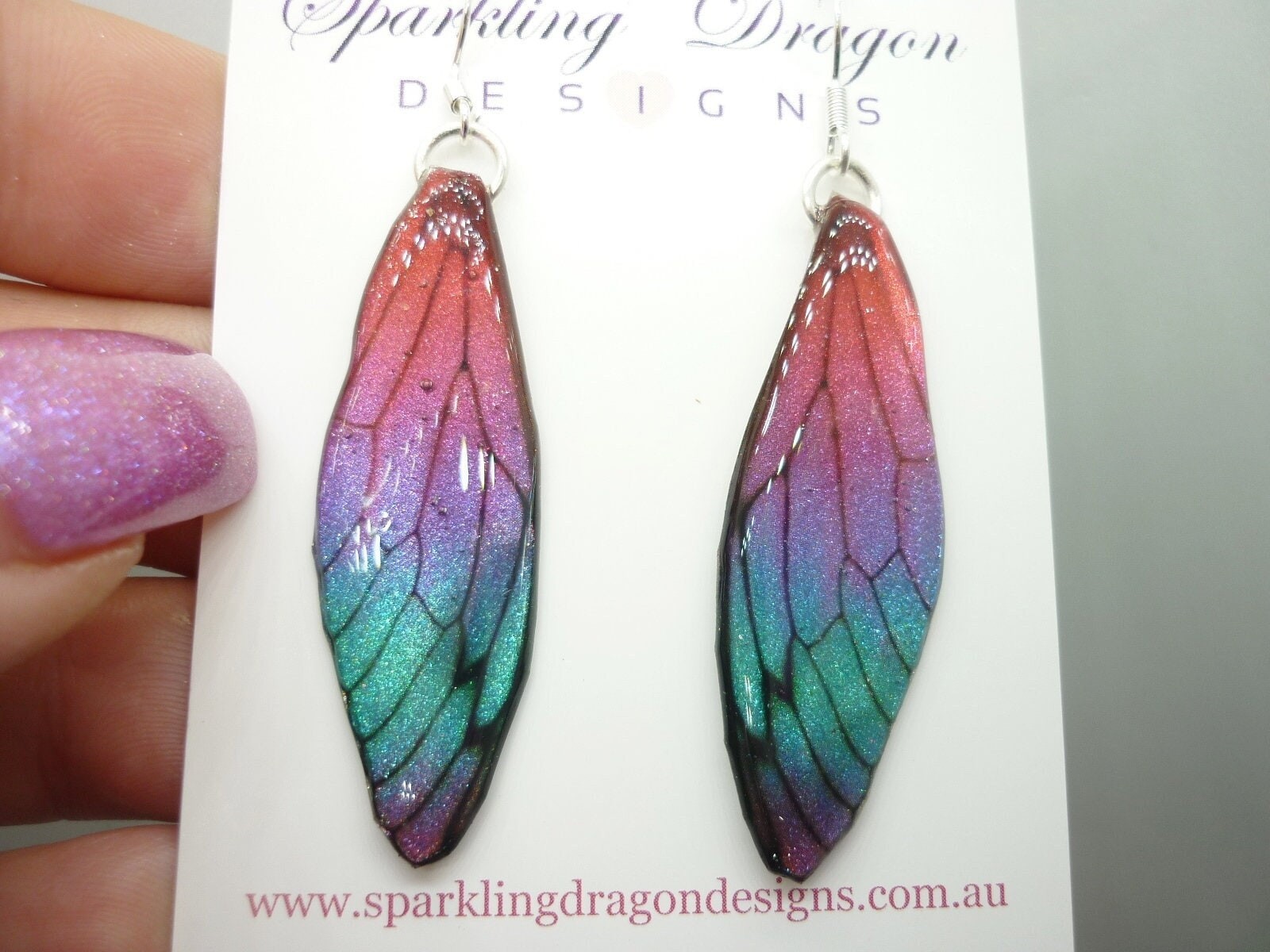 Butterfly Earrings Pink Purple Blue Sparkle – Fairy Jewellery, Fun Gift for her