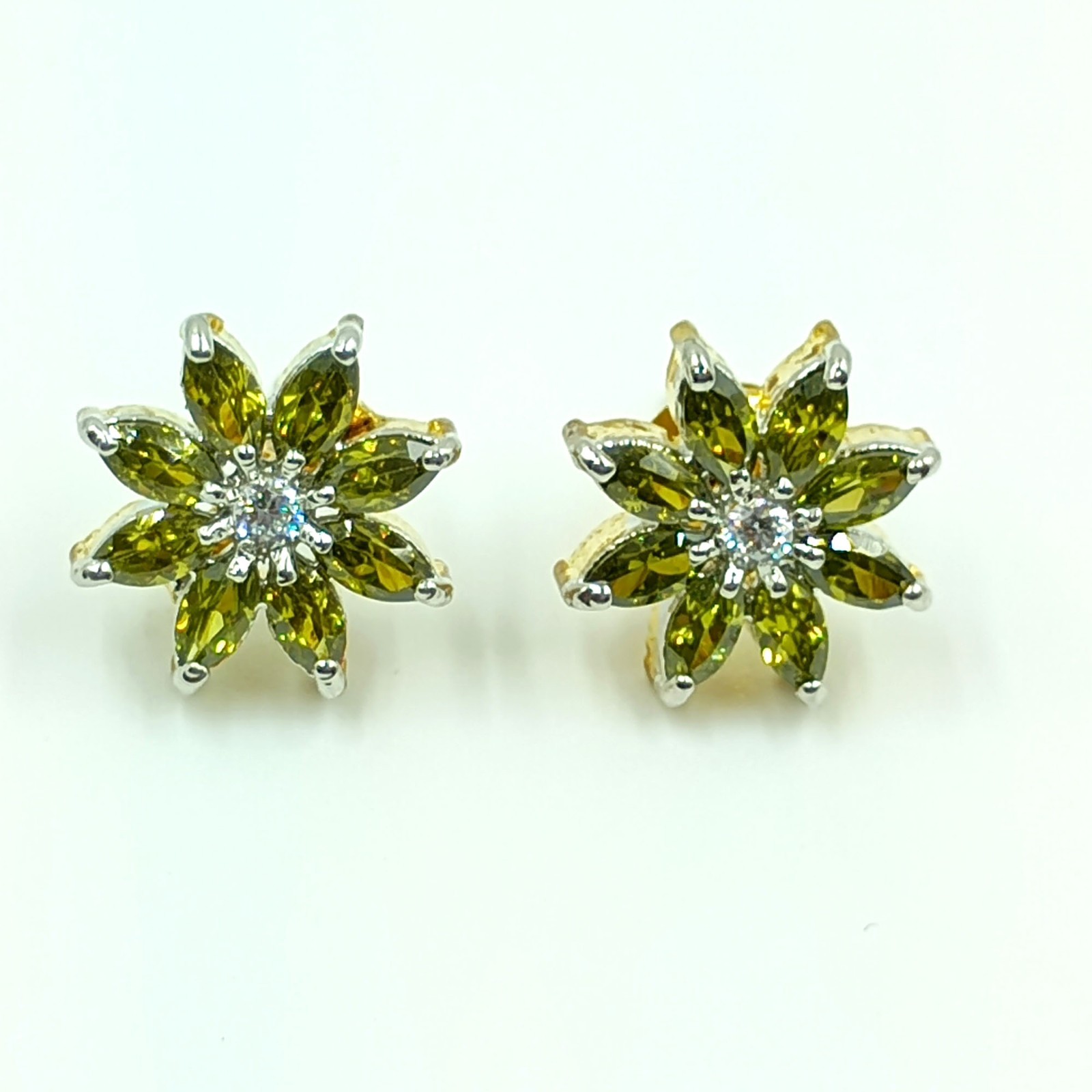 Traditional Handmade Peridot CZ Studs 22k Gold Plated South Indian Fashion