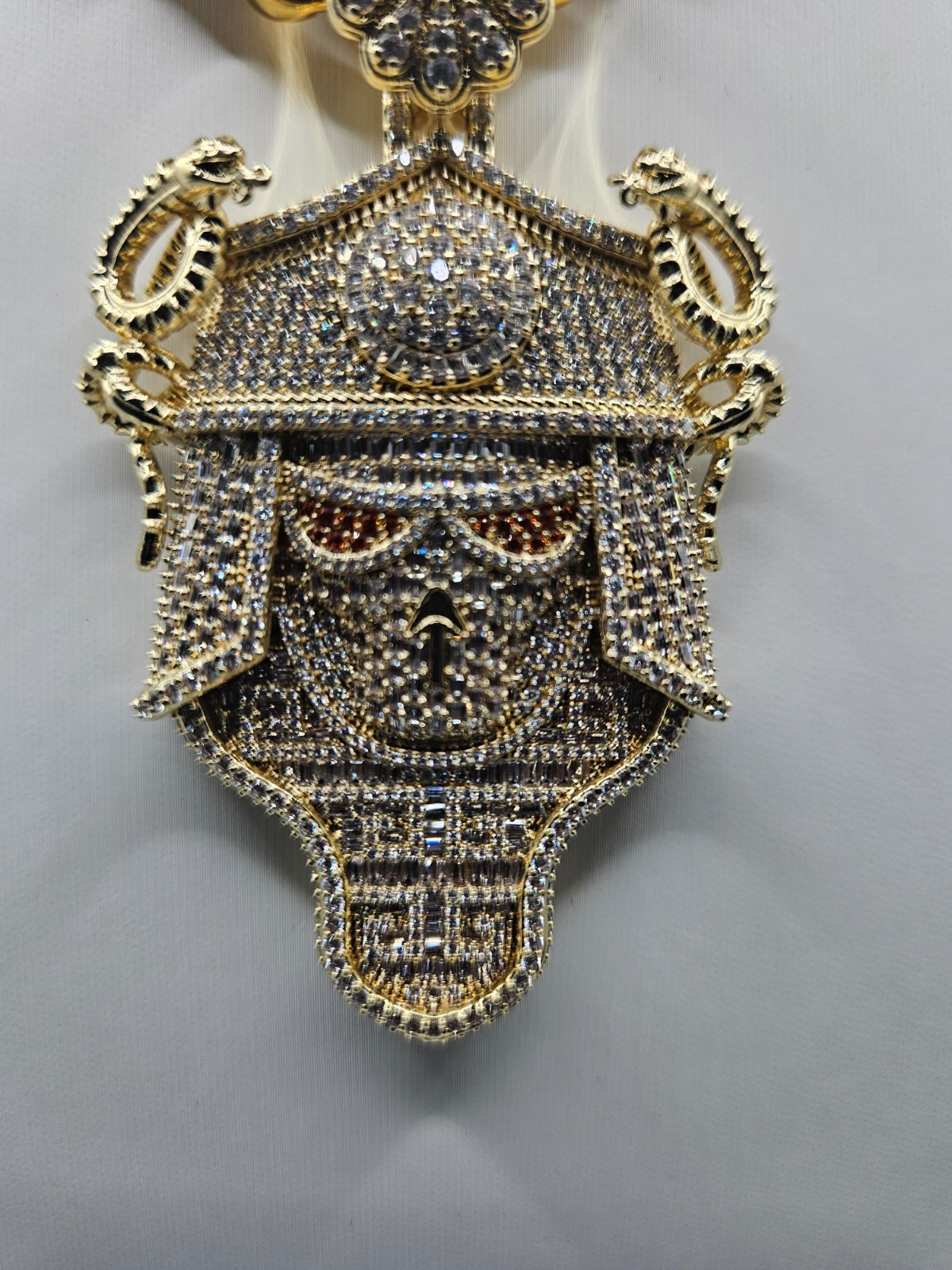 Heavy 925 Sterling Silver Samurai Pendant with 26” Gold-Plated Chain Set