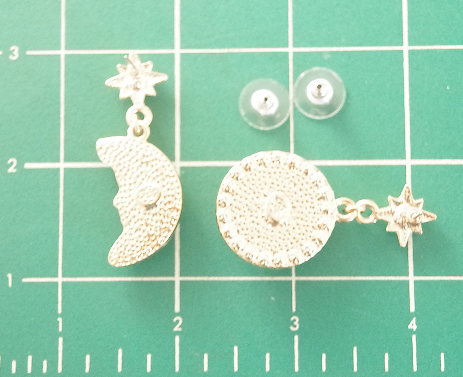 2″ KIRKS FOLLY WHITE SEAVIEW MOON FACE CRYSTAL RHINESTONE DROP DANGLE EARRINGS