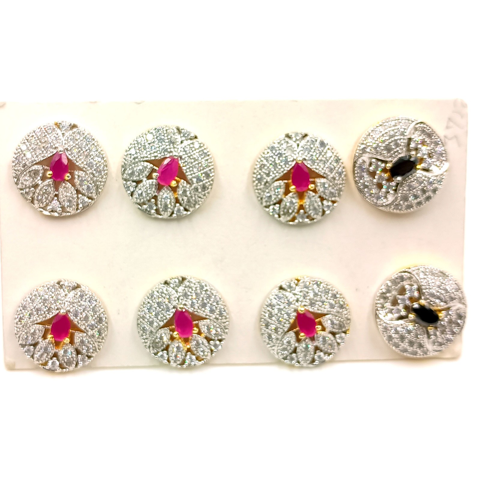Ruby & Black Onyx CZ Stud Earrings 22k Gold Plated Traditional Indian Jewelry
