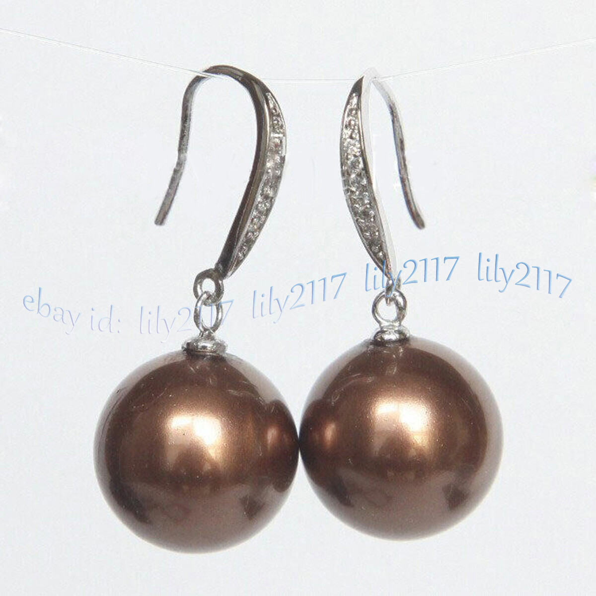 8-16mm Multicolor South Sea Shell Pearl Round Beads Dangle Silver Hook Earrings