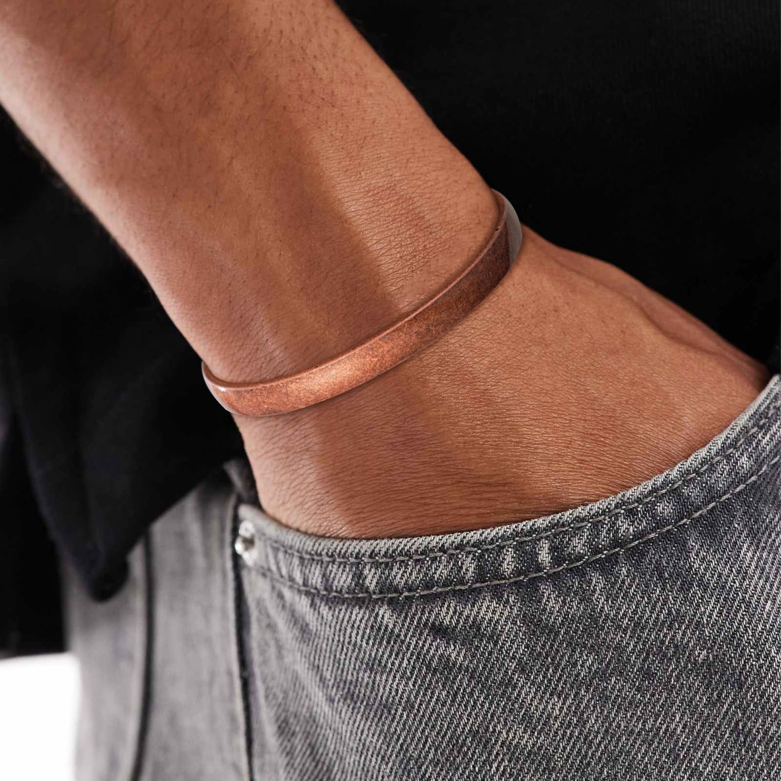 Adjustable Pure Copper Cuff Bracelet for Men & Women – Waterproof Healing Bangle