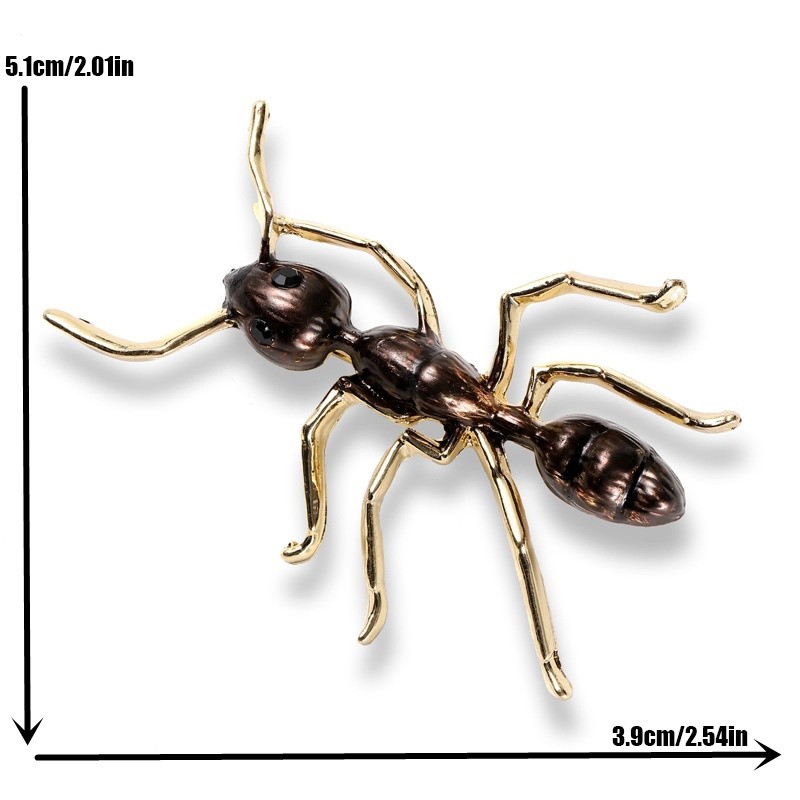 2Pcs Ant Brooch Gold Metal Insect Lapel Pin Clothing Accessories