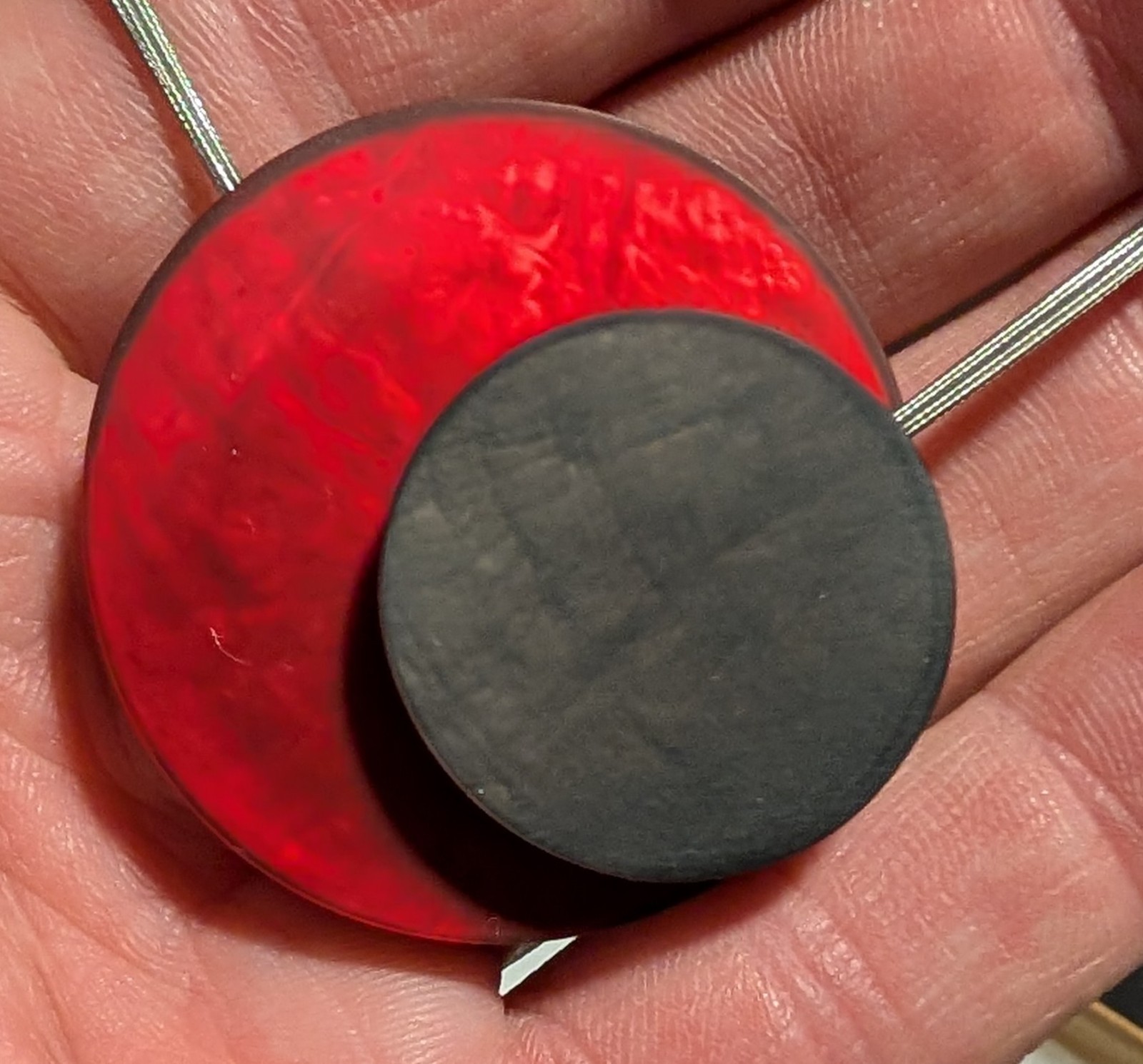 The Clark Museum Large Orbital Necklace Red & Zinc Magnetic NEW + Free Necklace