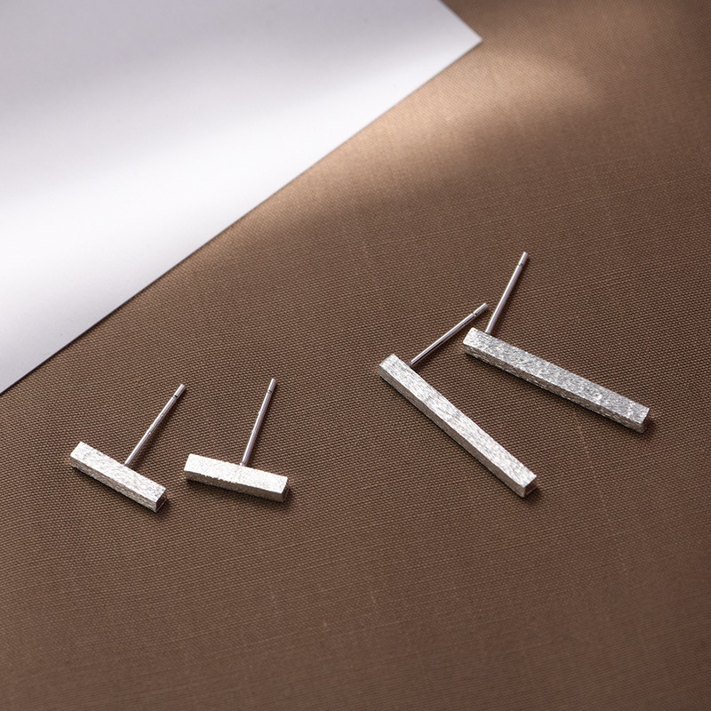 Unisex Women Men Brushed Rectangle Bar Long Bar Stud Earrings