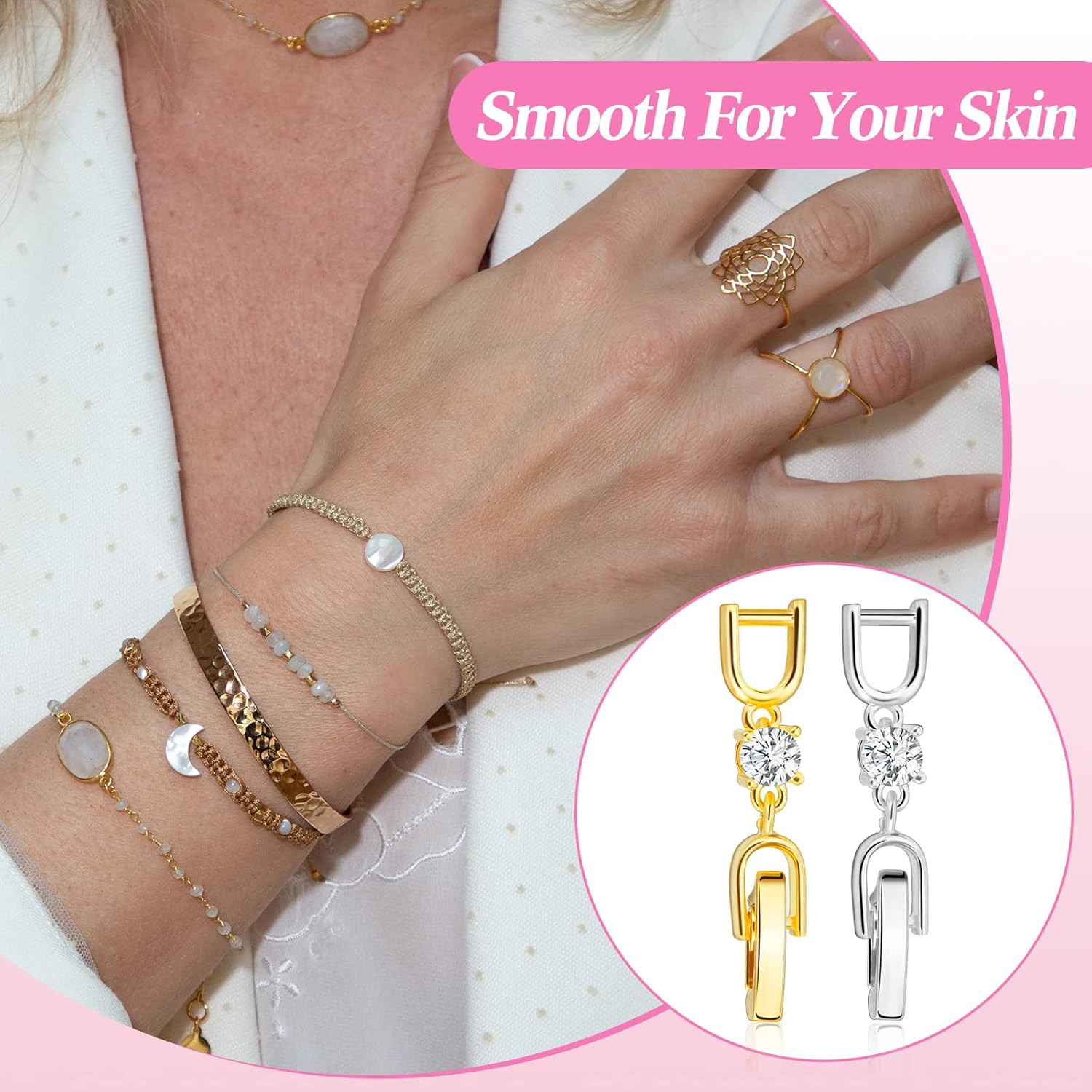 12 Pcs Bracelet Extender Clasp Fold over Necklace Extenders Bracelet