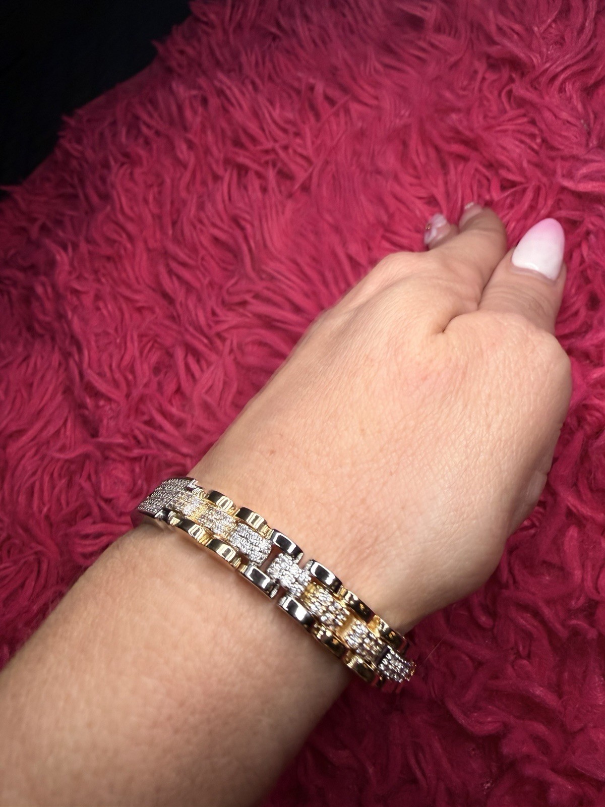 18K Brazilian Gold Filled CZ Bracelet & Hoop Earring Set | 7.5”