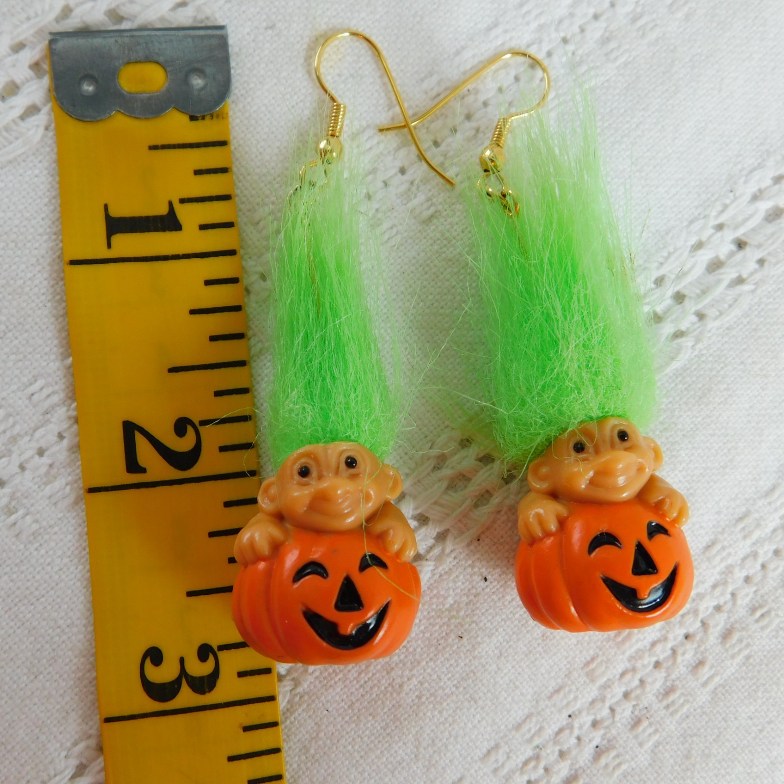 Russ Troll Earrings Christmas Halloween Lot of 2 Vintage Resin Pierced Dangle
