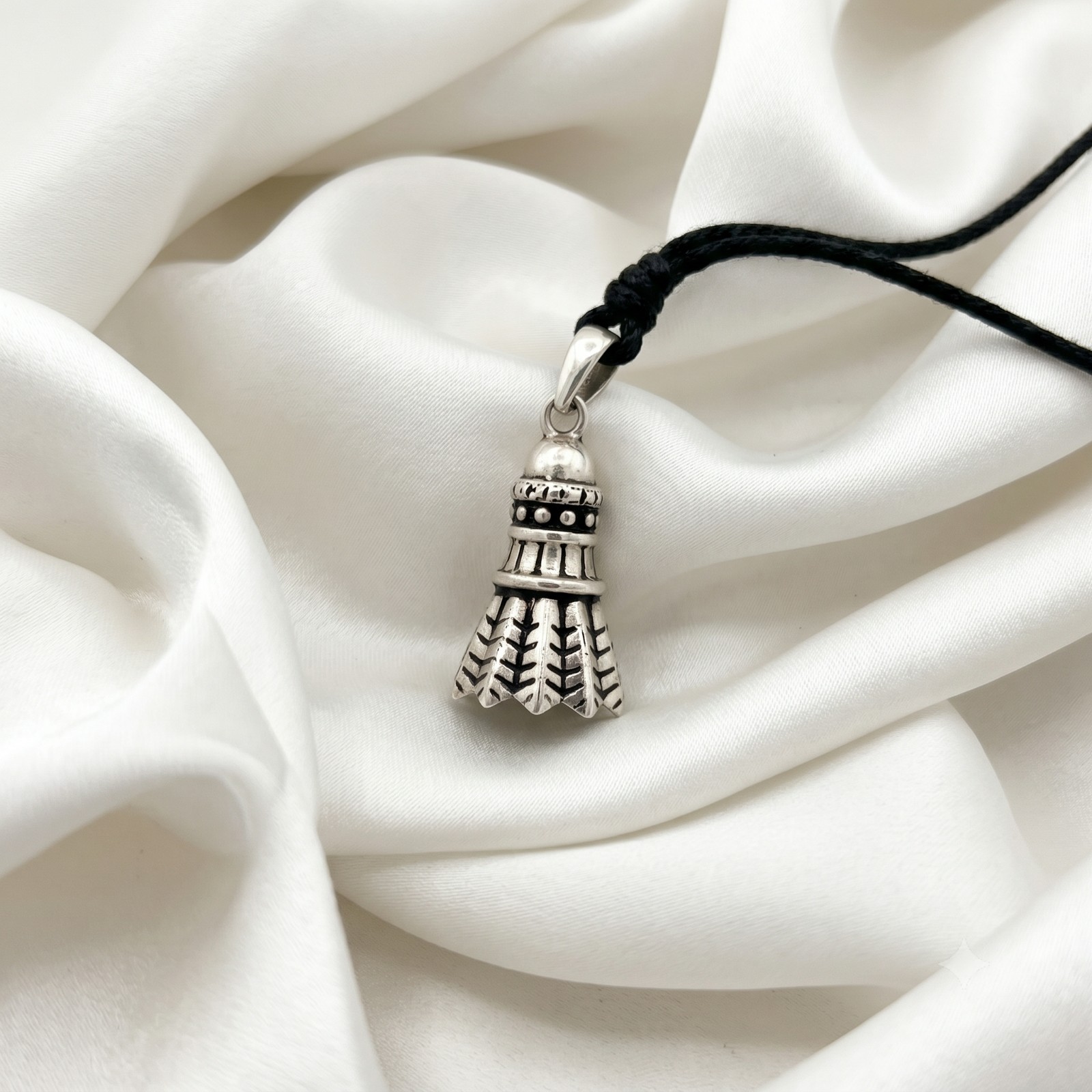 Shuttlecock 92.5 Sterling Silver Gold Brass Charm Necklace Pendant Jewelry
