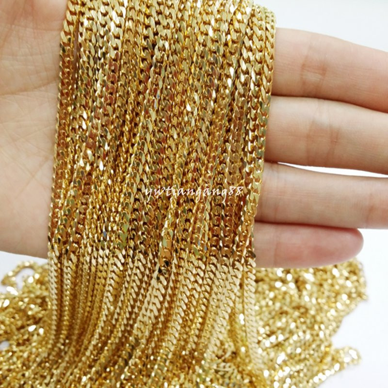 16″-40″ 4mm High Polished Yellow Gold Plated Stainless Steel Men&Women Necklace