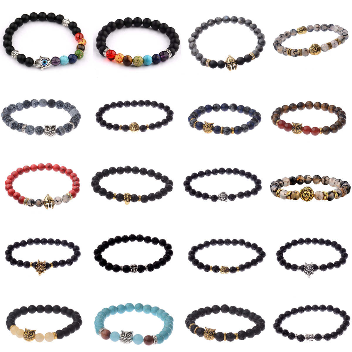 Wholesale Mixed Beaded Bracelet Natural Stone Stretch Women Men Bracelet Jewelry