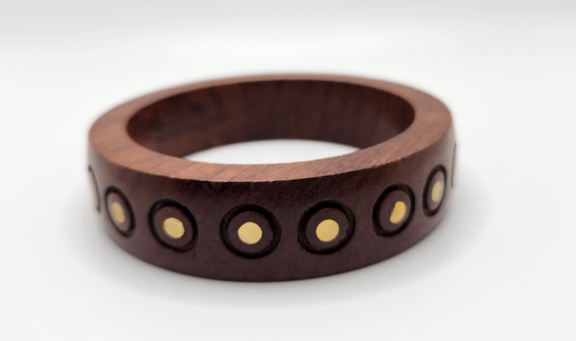Wood and Brass Boho Style Bangle Bracelet