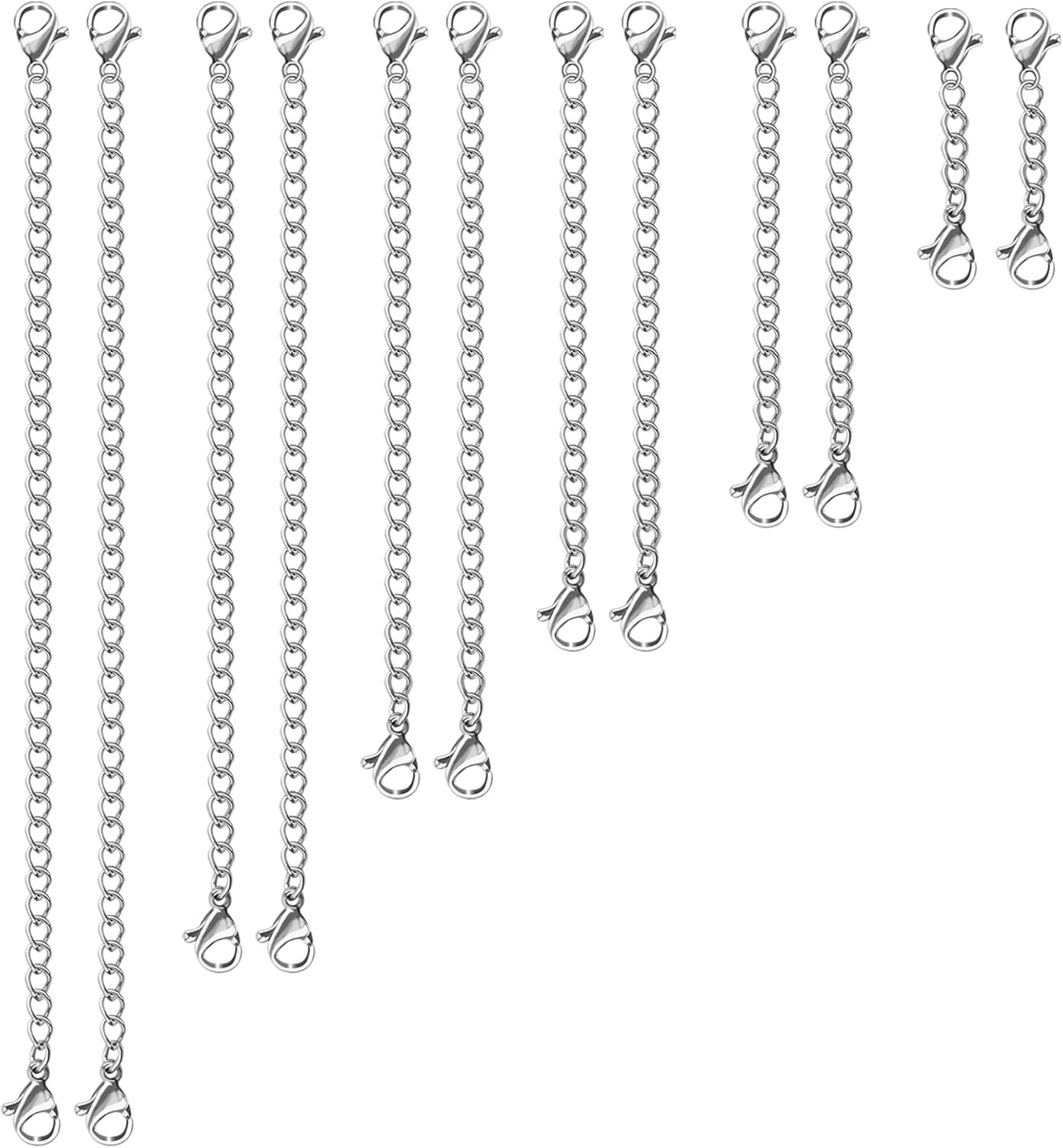 UUBAAR 12 PCS Necklace Extenders – Stainless Steel Necklace Extension Chain for