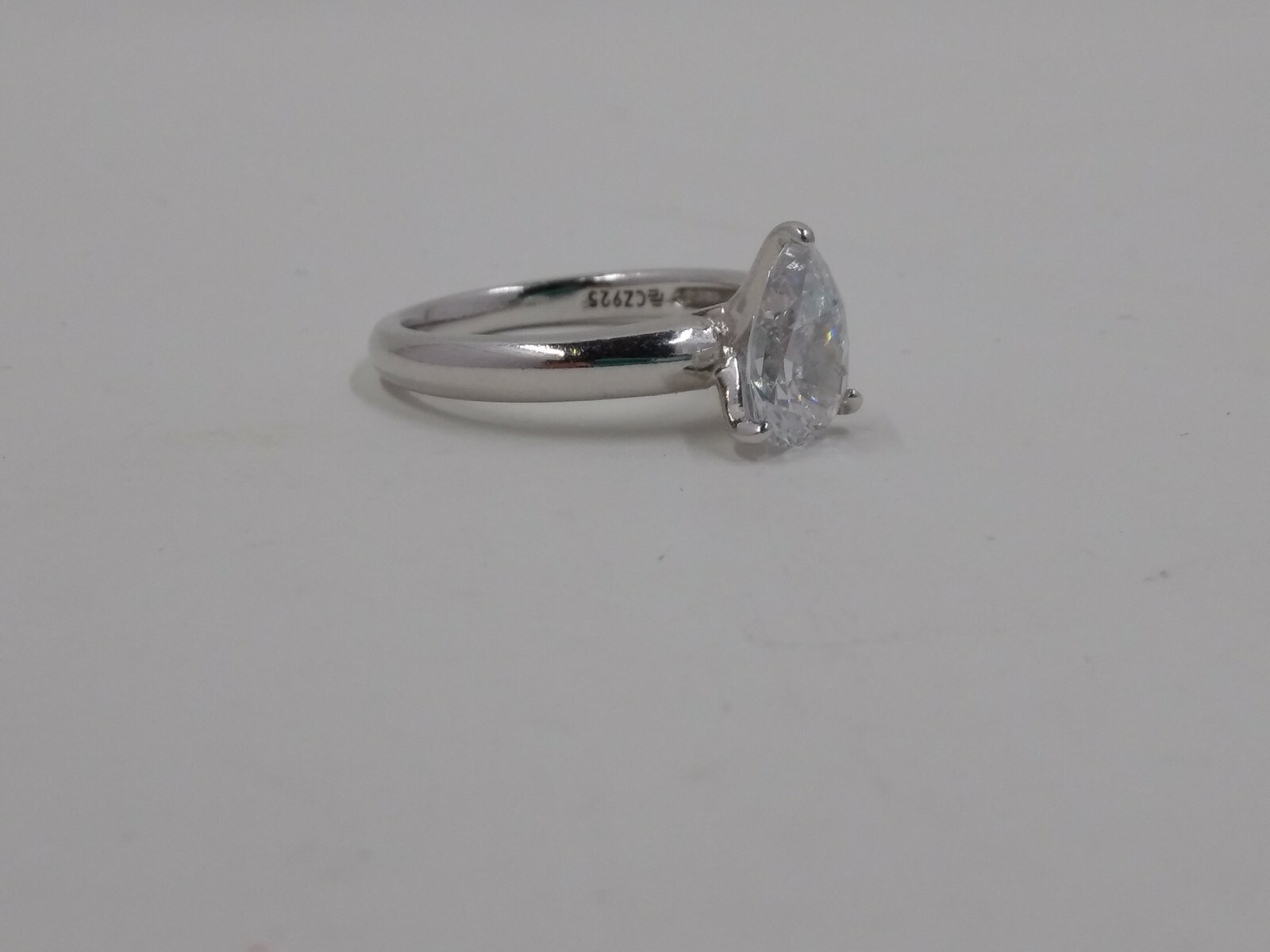 Epiphany Diamonique Pear 1.50 cttw Cubic Zirconia Solitaire Ring Platinum Plated