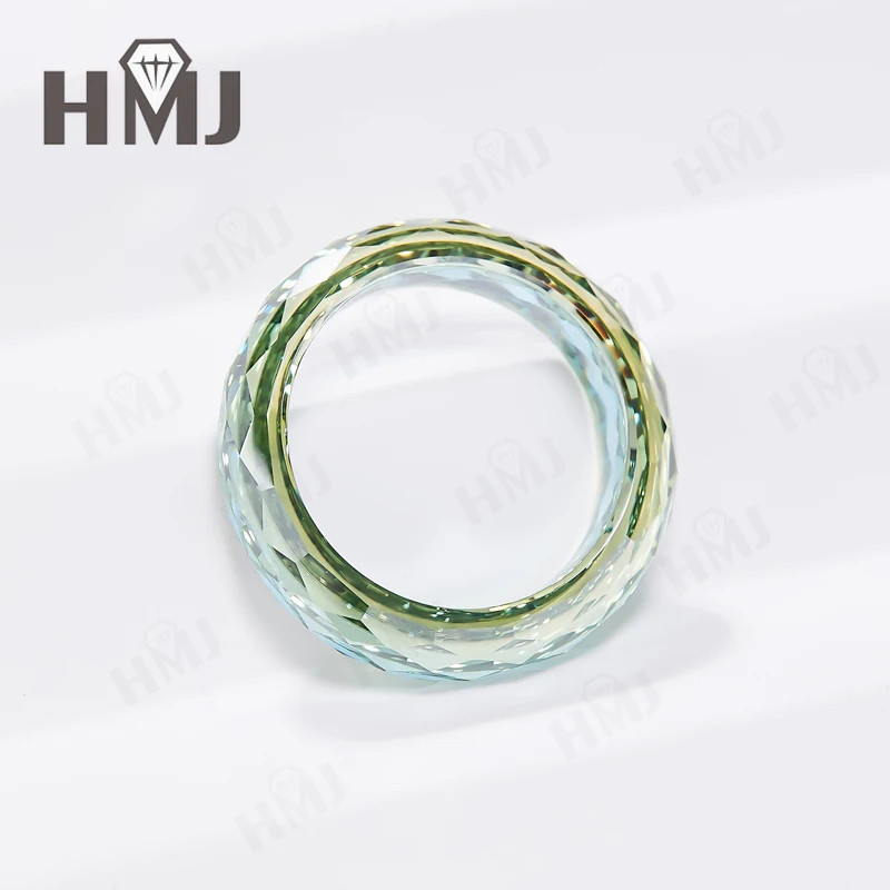 All Lab Grown Ruby Moissanite Ring Plain Band Ring White/Green/Blue Jewelry Gift