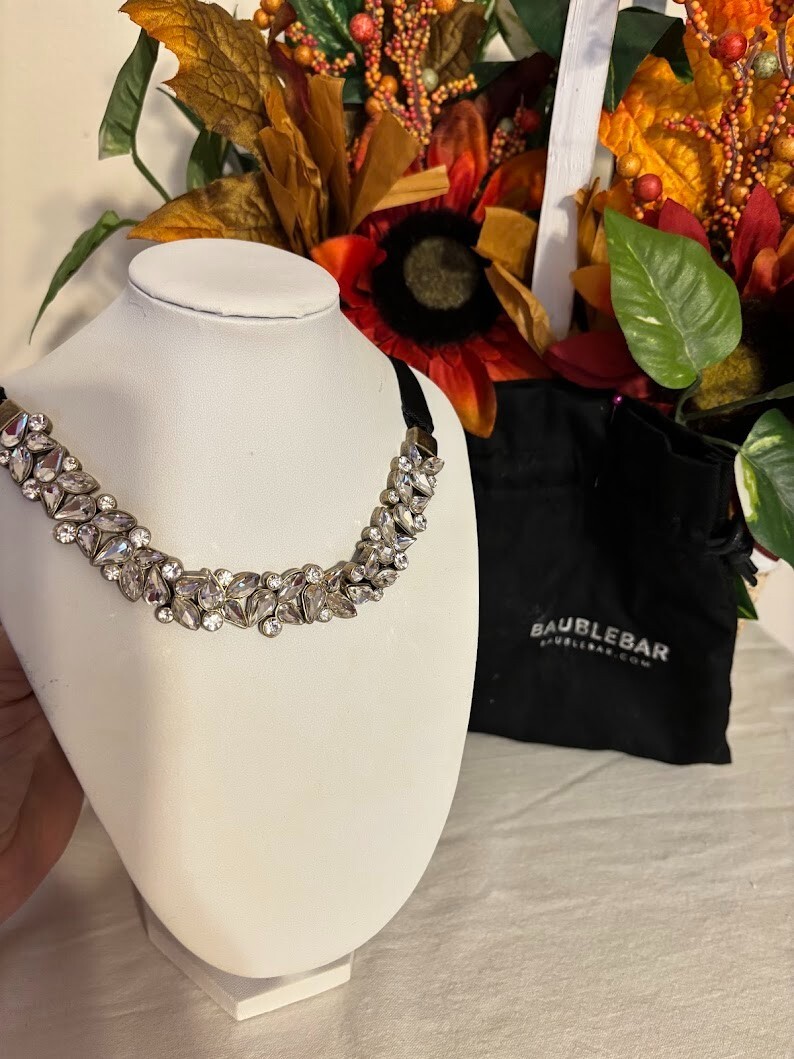 BaubleBar Black with Crystals Necklace (34 inches) with pouch for any occasion