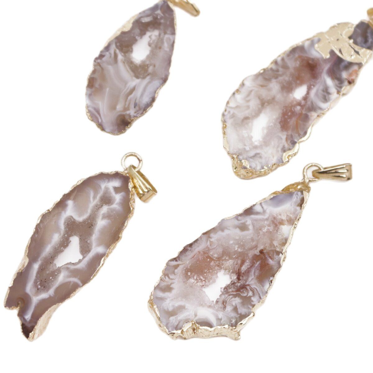 Lot 4 PCS 35mm-45mm Natural Druse Gray Agate Pendant Jewelry