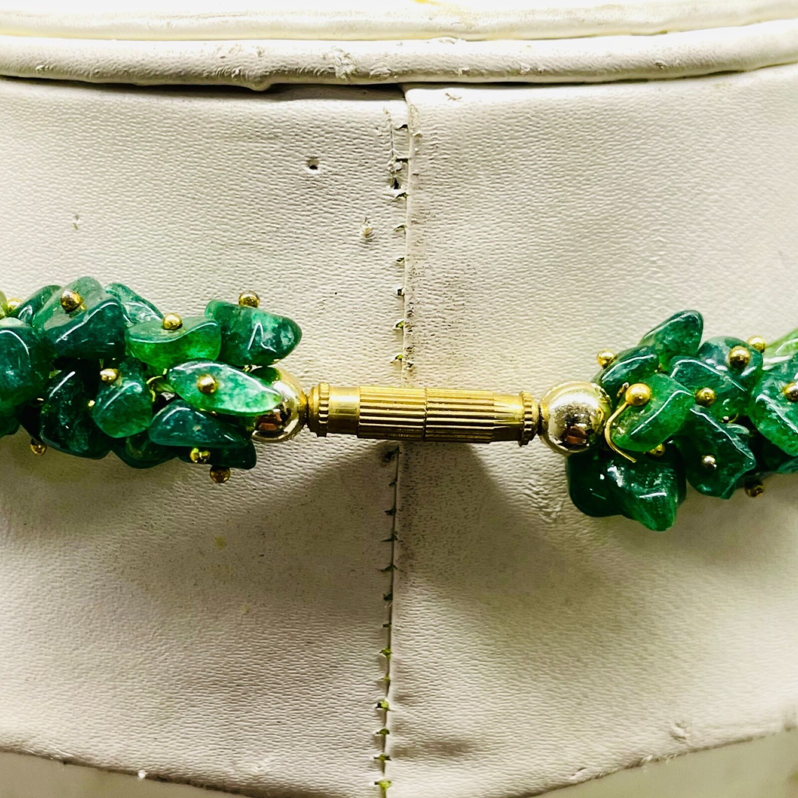 18 Inch Natural Aventurine Quartz Rich Green Boutique Designer Beaded Necklace