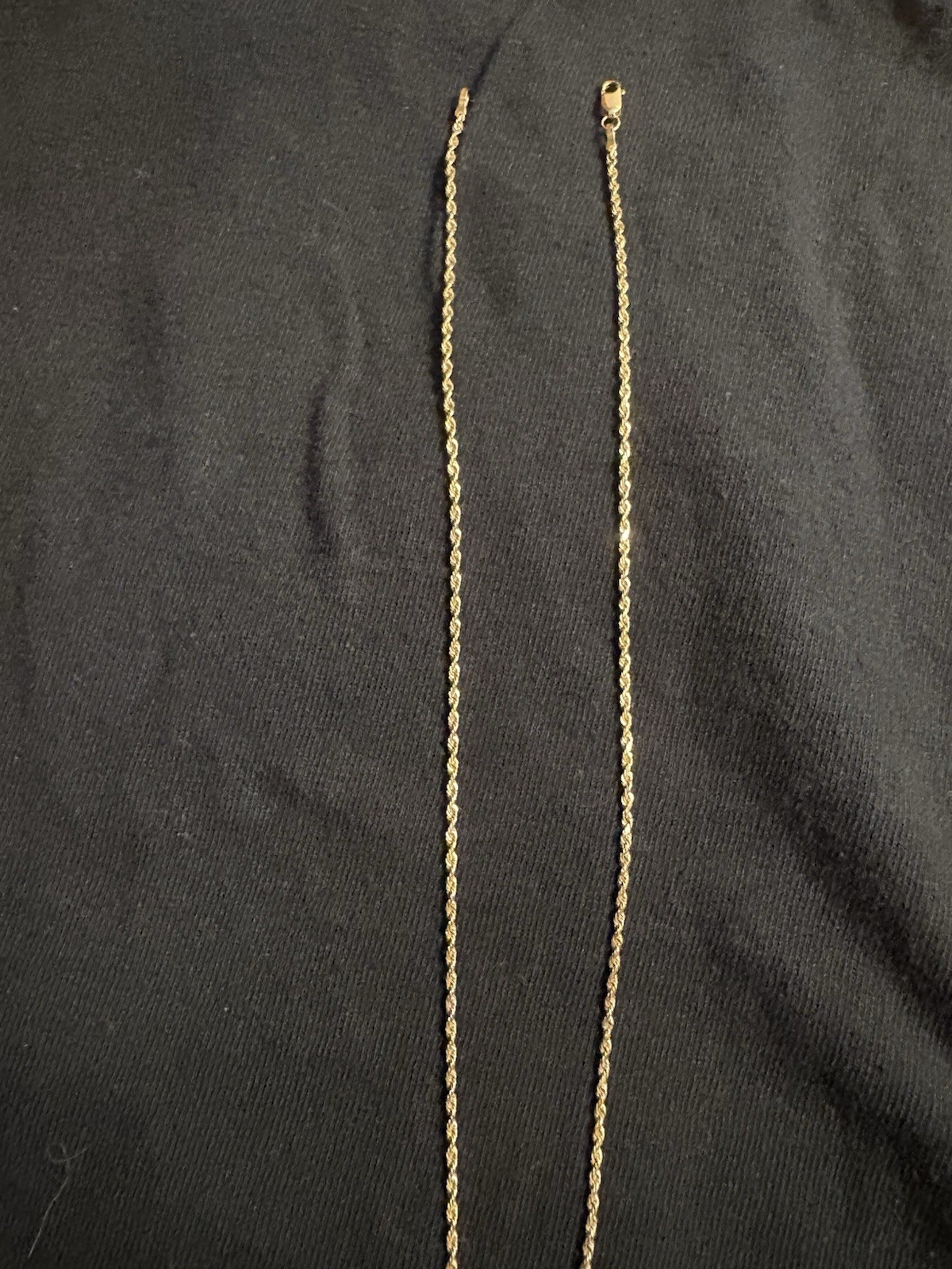 10K Solid Gold Rope Chain Necklace 18” 1.6mm Yellow Gold Diamond Cut