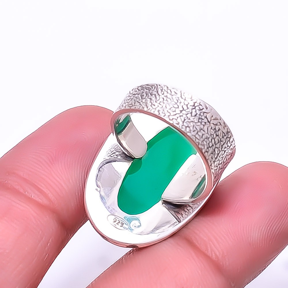 Green Onyx 925 Sterling Silver Handmade Ring S.6 R934017833, Christmas Gift