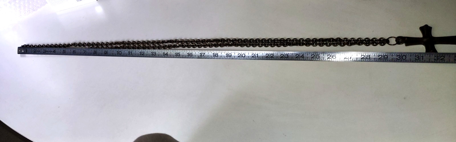 RARE Donna Karan & Co Vintage Signed Bronze Color LG Cross Long Open Link Chain