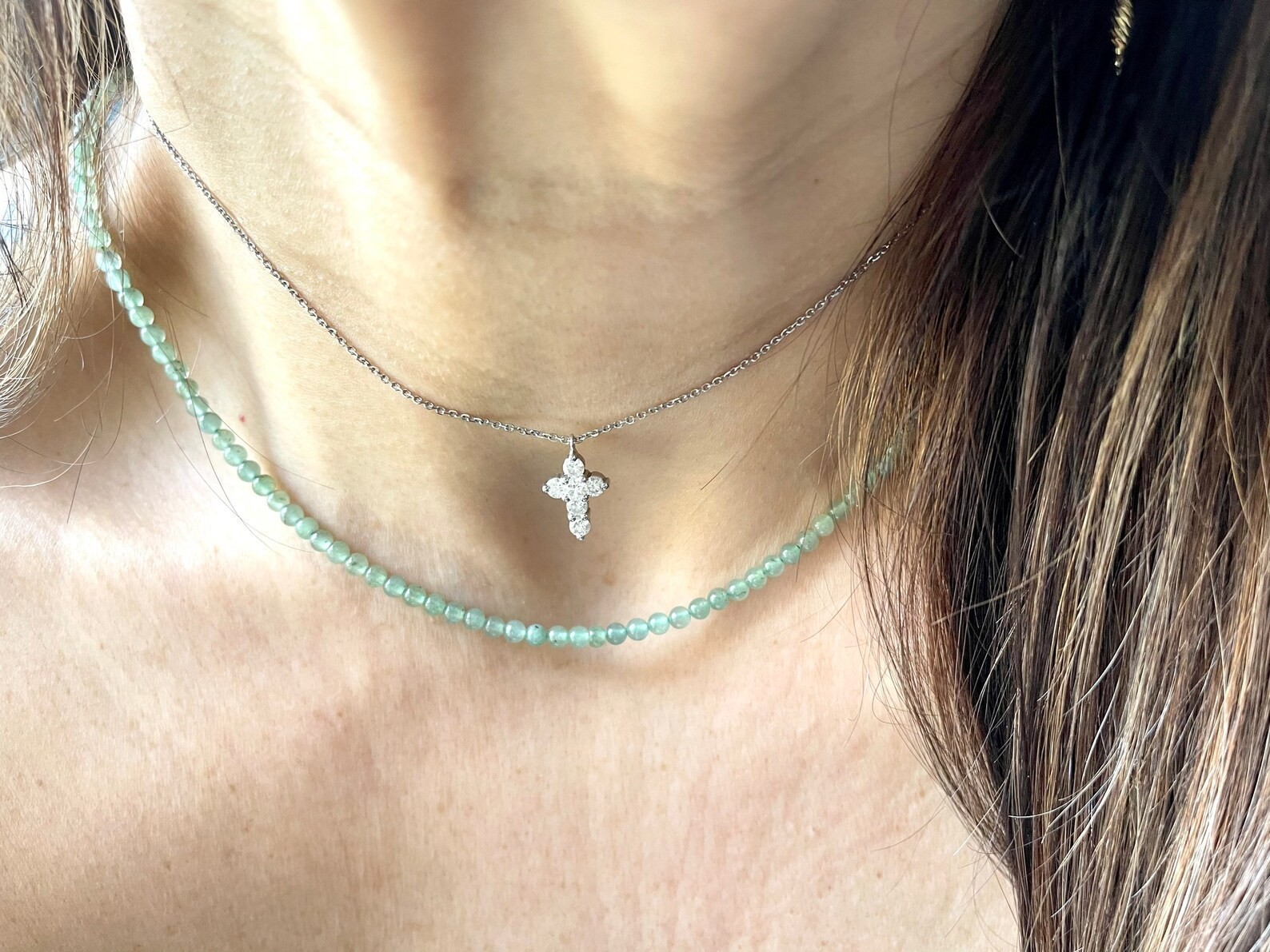 1.00 Ct Round EF VS Lab Grown Diamond Cross Shape Necklace in 14K White Gold