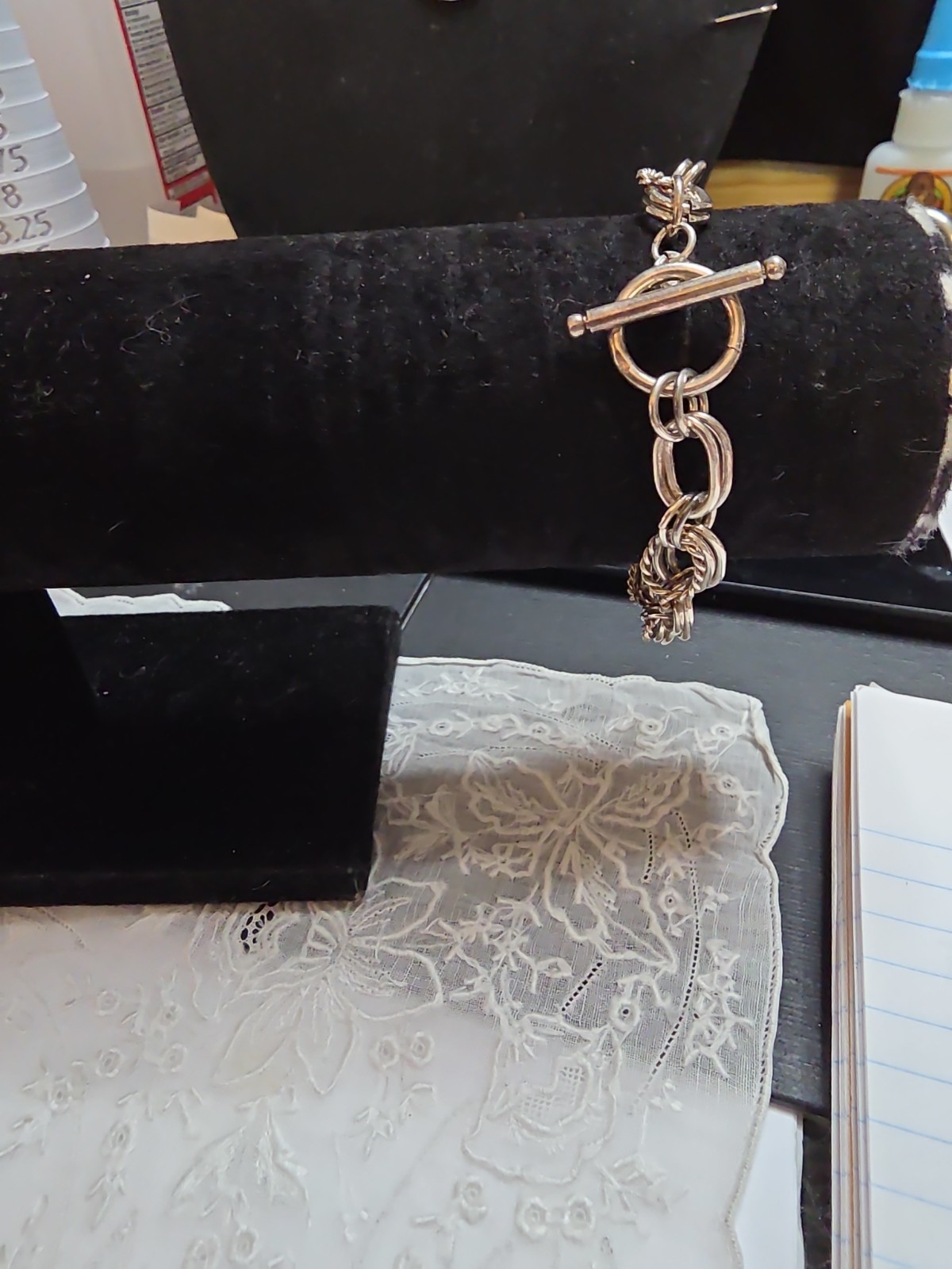 Silver Tone Bracelet Whit Rings