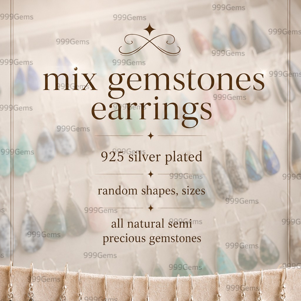 Natural Gemstone Earrings 925 Sterling Silver Plated Minimalist Jewelry Gift Lot