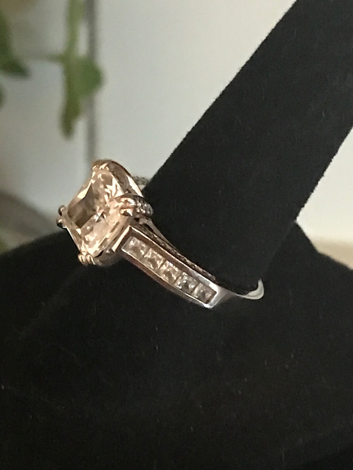 Diamonique CZ Asscher Cut DESIGNER SW 14K WHITE GOLD 3CT RING – Size 6