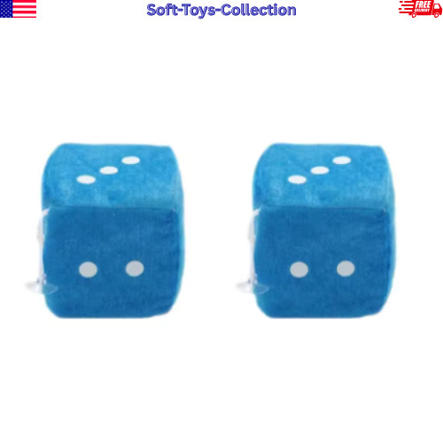 2PCS Fuzzy Dice Car Mirror Hanging Ornament Auto Interior Decor Gift