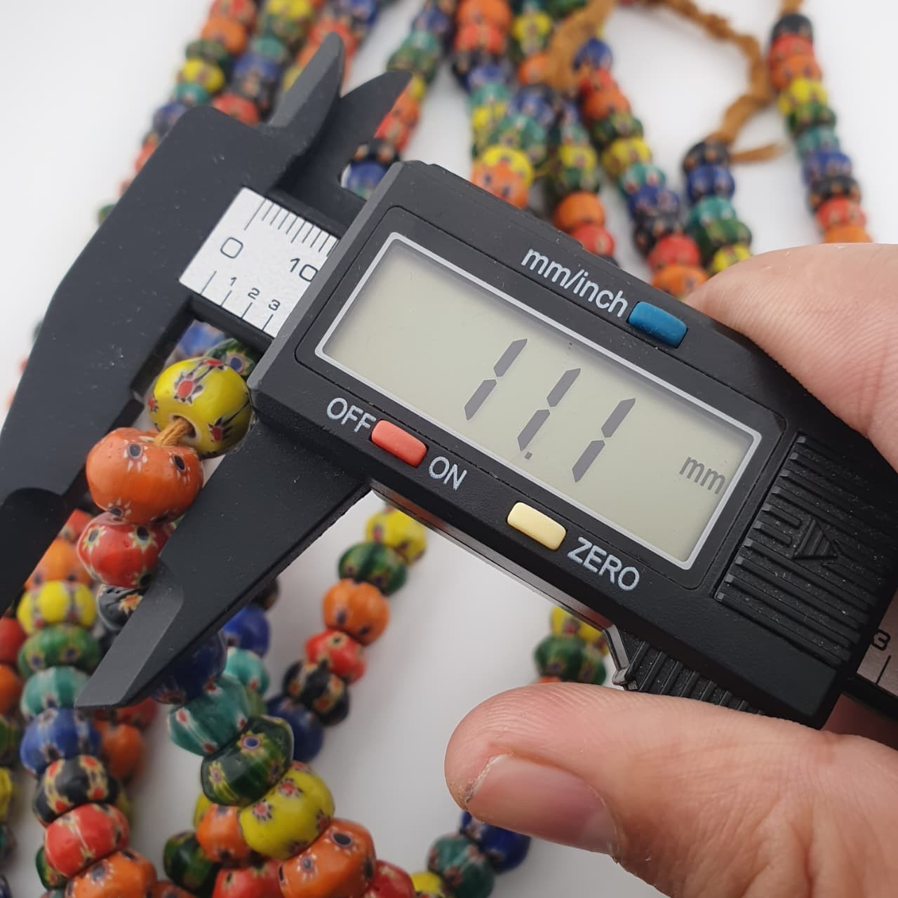 Vintage Venetian Style Multicolor Chevron Beaded Strands 22in | 9.1–11.2mm