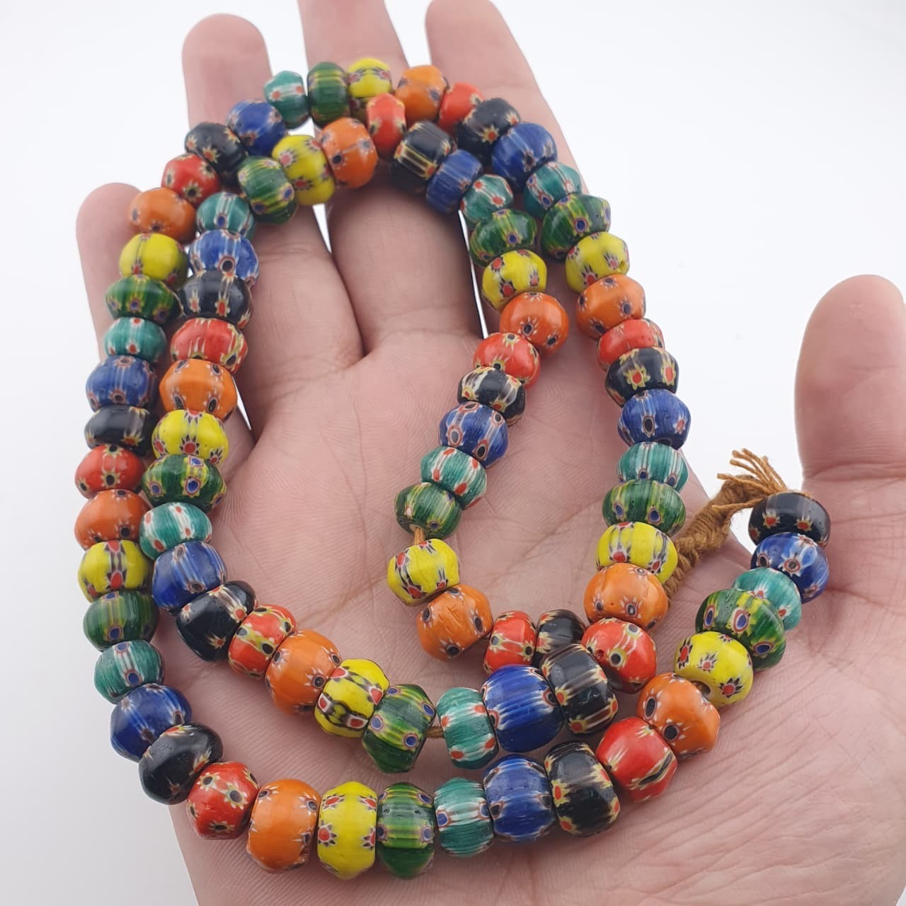 Vintage Venetian Style Multicolor Chevron Beaded Strands 22in | 9.1–11.2mm