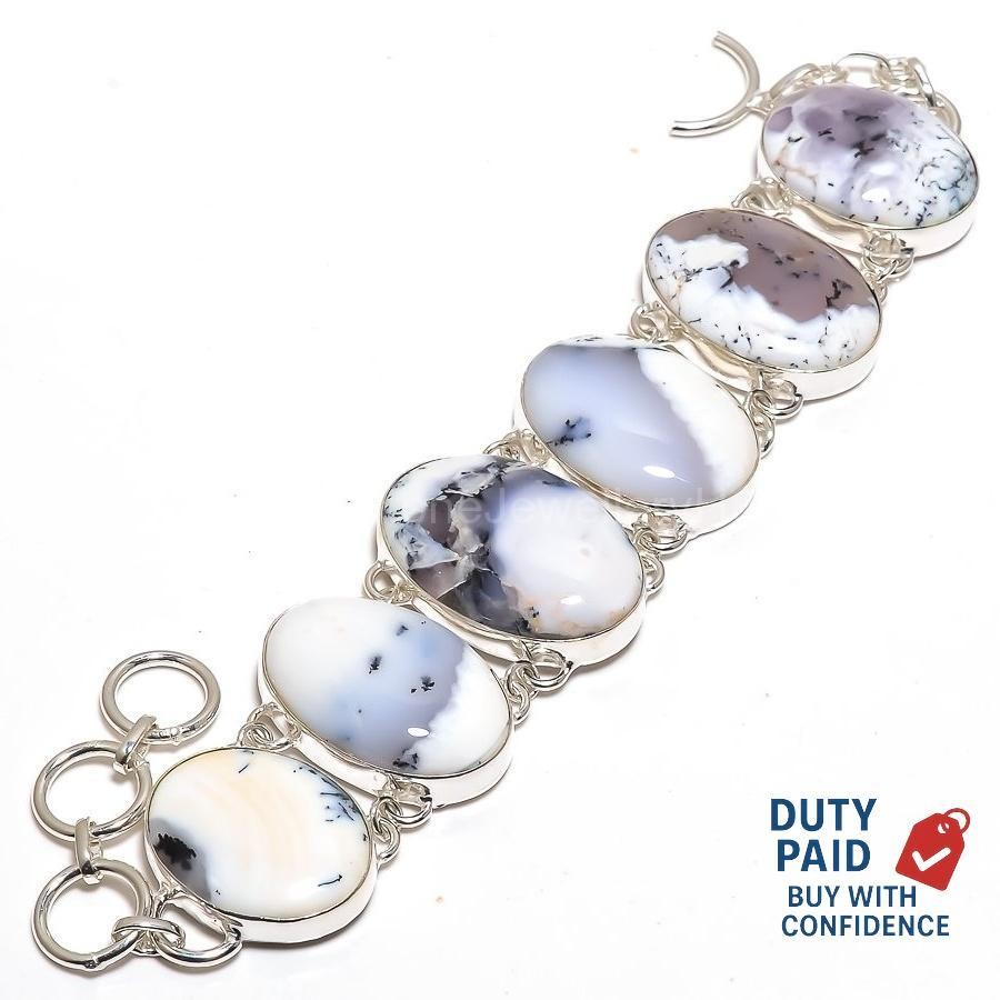 dendrite opal 925 Sterling Silver Sister Bezel Set Vitange New Bracelet Jewelry