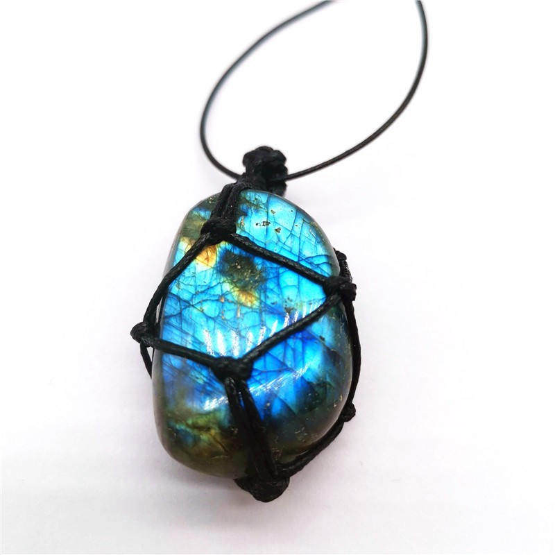 Natural Labradorite Crystal Pendant Necklace Raw Healing Stone Spiritual Jewelry