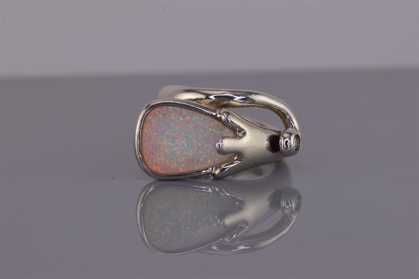 Sterling Silver Opal Accent Flower Cubic Zirconia Wrap Band Ring 10g 925 Sz: 6