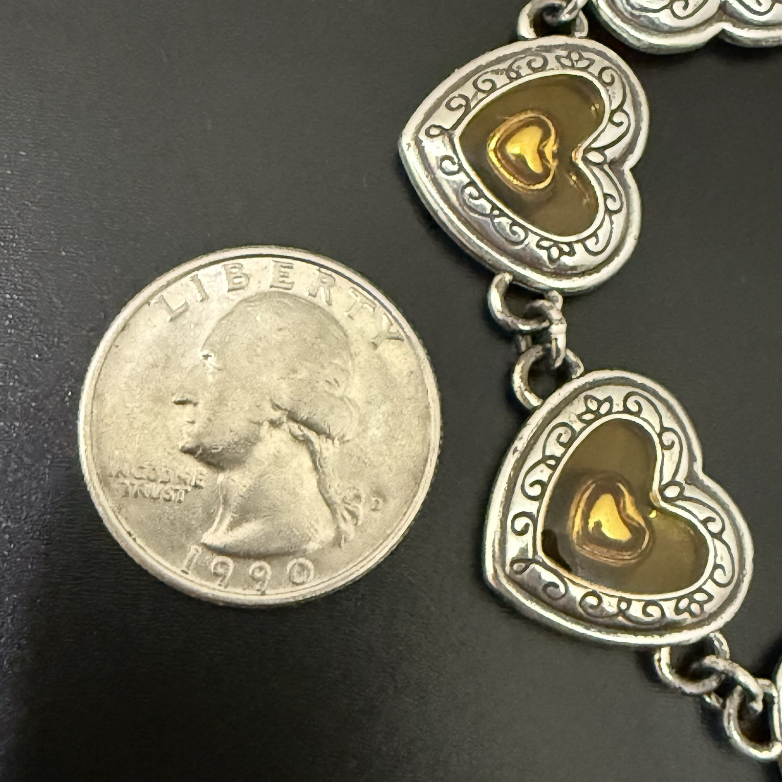 Retired BRIGHTON Free Floating Hearts Lucite Heart Links 7.75” Bracelet 30g.