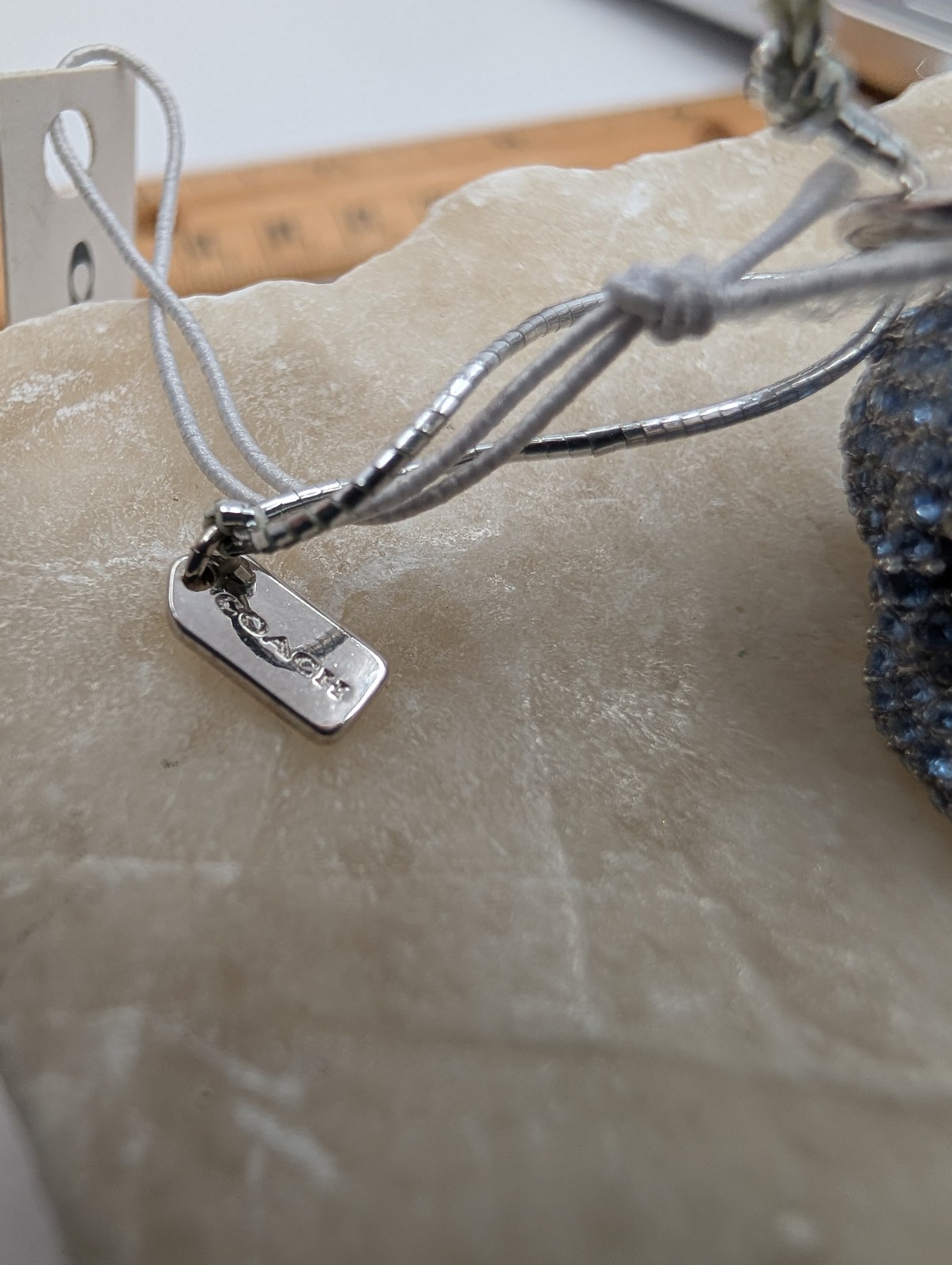 COACH NWT Blue Pave Crystal Skull Charm Silver Tone Sparkly RARE READ