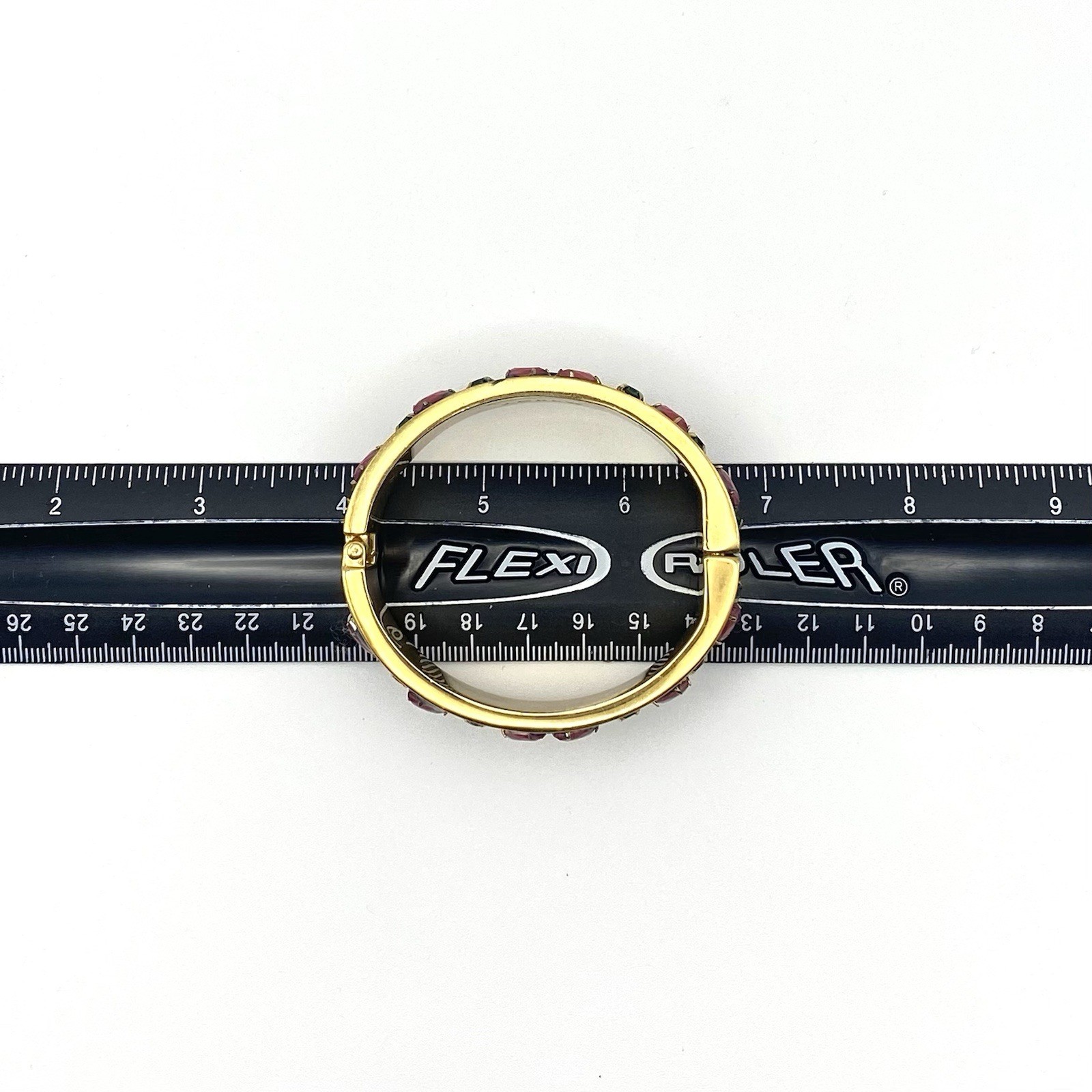 J Crew Gold Tone Blue Enamel Bangle Bracelet Red Green Rhinestones Boho Cottage