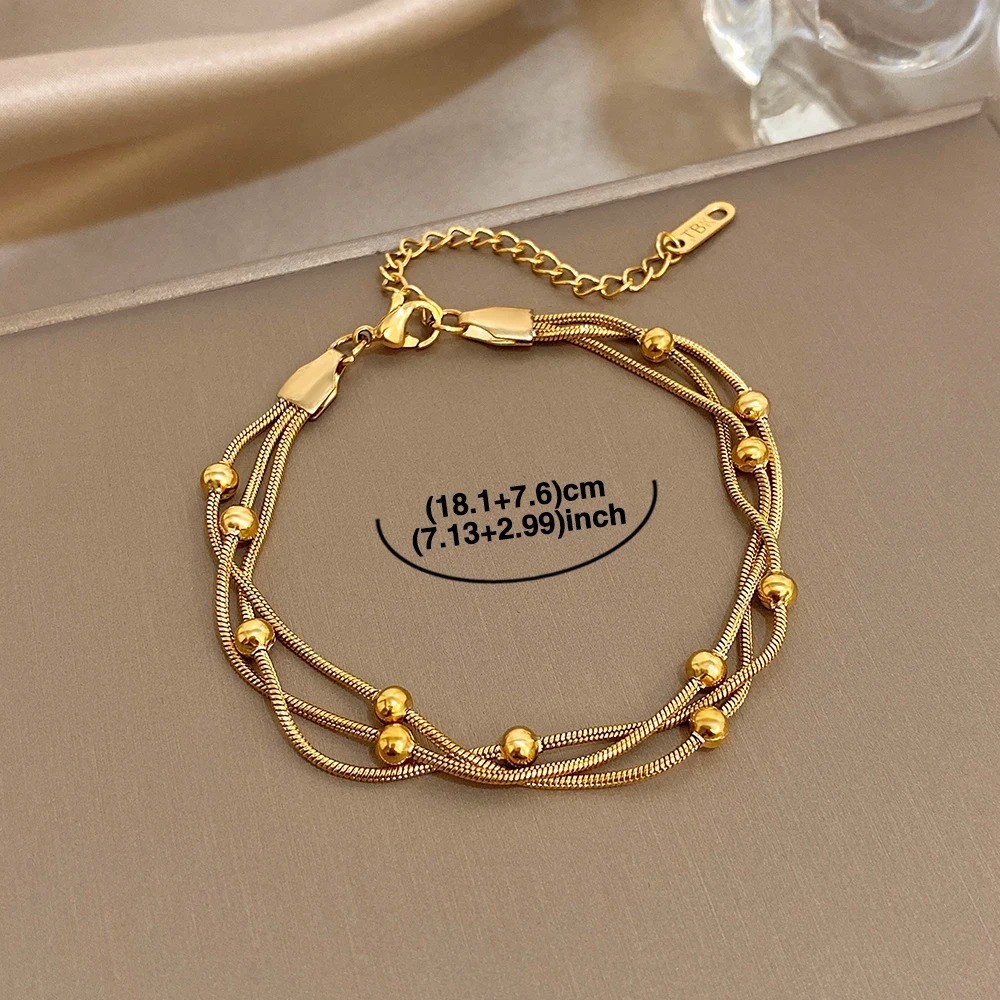 Women’s Gold Silver Color Stainless Steel Multilayer Wrap Bracelet Jewelry