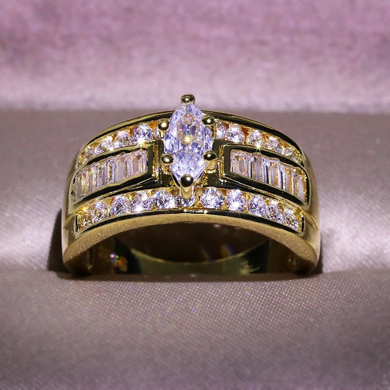 Marquise Cut Lab Created Diamond Wedding Ring Cubic Zircon Diamond Jewellery