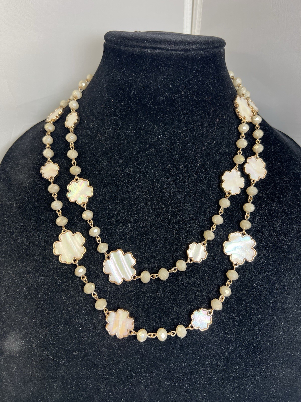 Beautiful Park Lane Cloud Gold Tone Mother of Pearl Statement Long Necklace