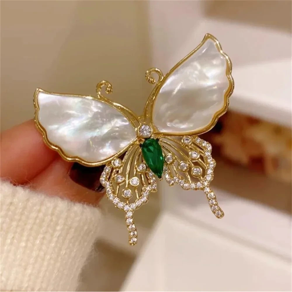 Blue Pink Peony butterfly Brooch Pin Imitation Pearl Floral Rose Corsage Women