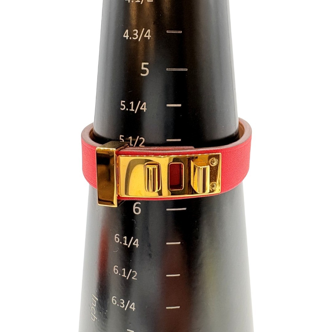 Authentic HERMES T2 As de Coeur Y Stamp Bracelet Red Leather #36638568