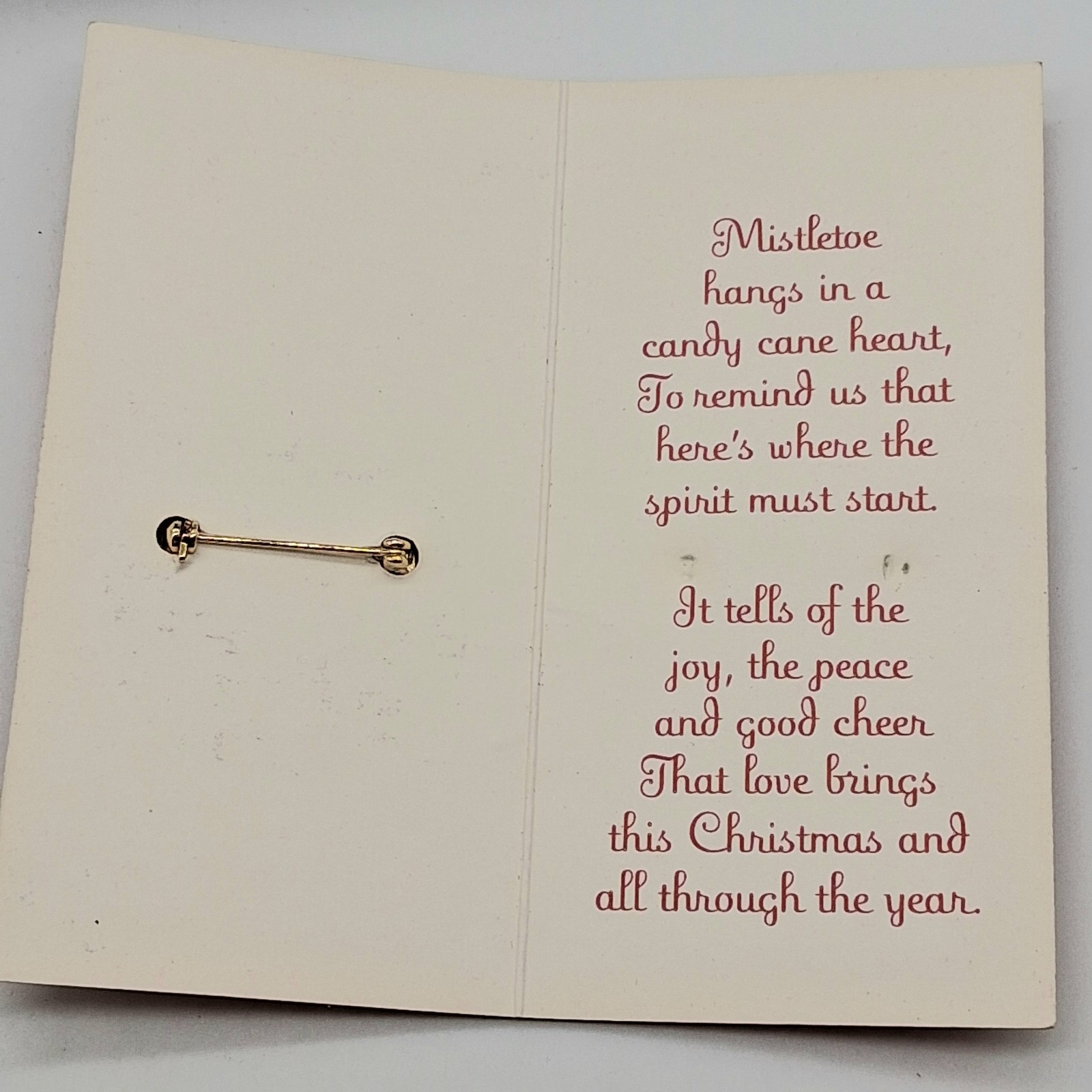 Vintage 1999 Roman Inc Christmas Mistletoe Candy Cane Brooch Pin