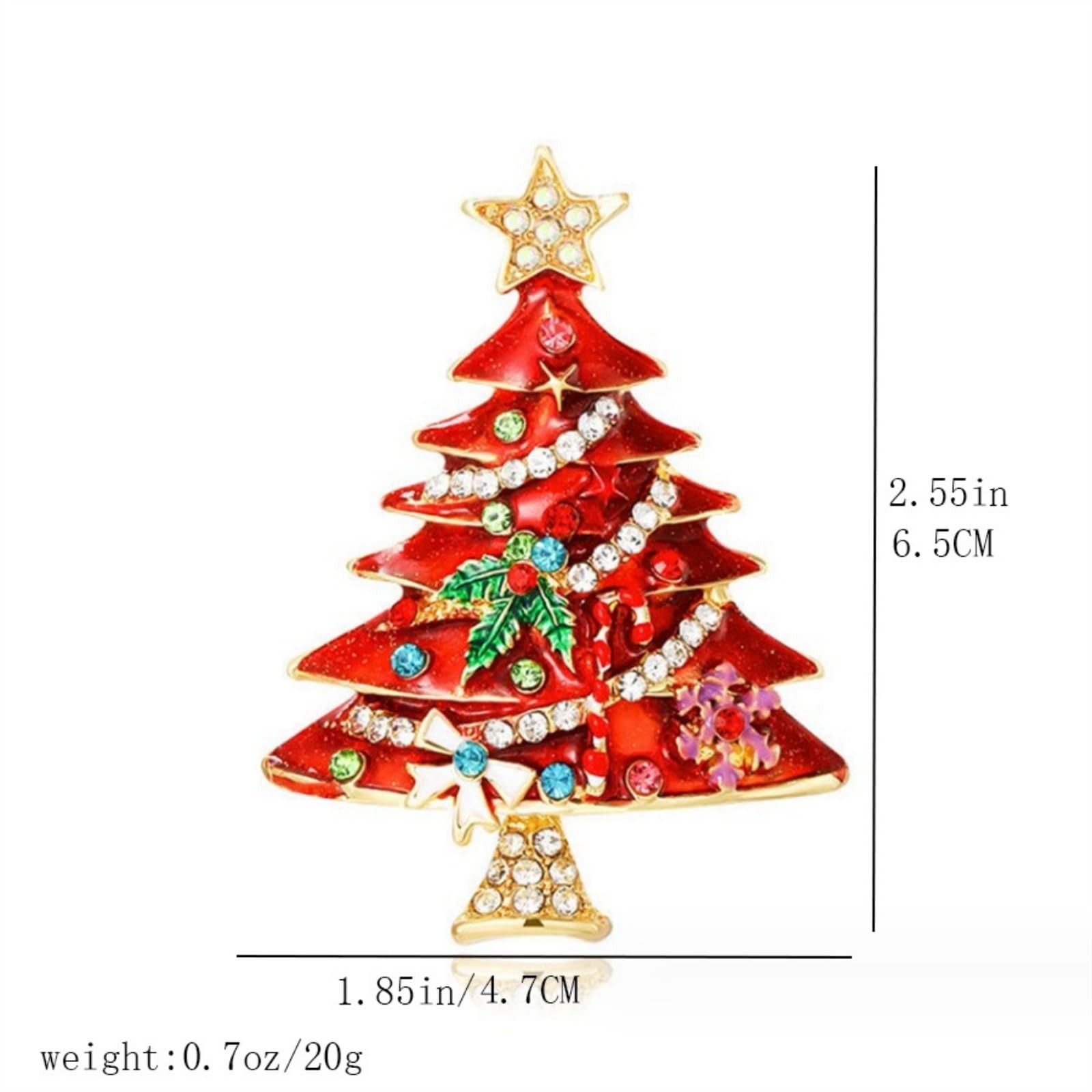 Christmas Tree Brooch for Women Vintage Colourful Christmas Tree Star Cane Br…