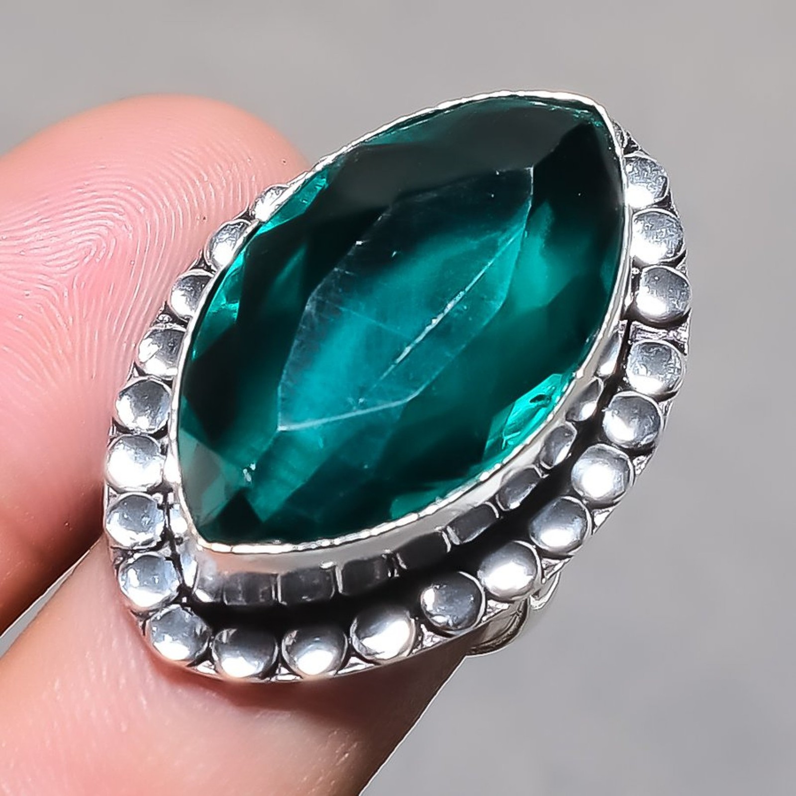 Apatite Quartz Gemstone Adjustable Ring Handmade Awesome Marquise Shape Jewelry