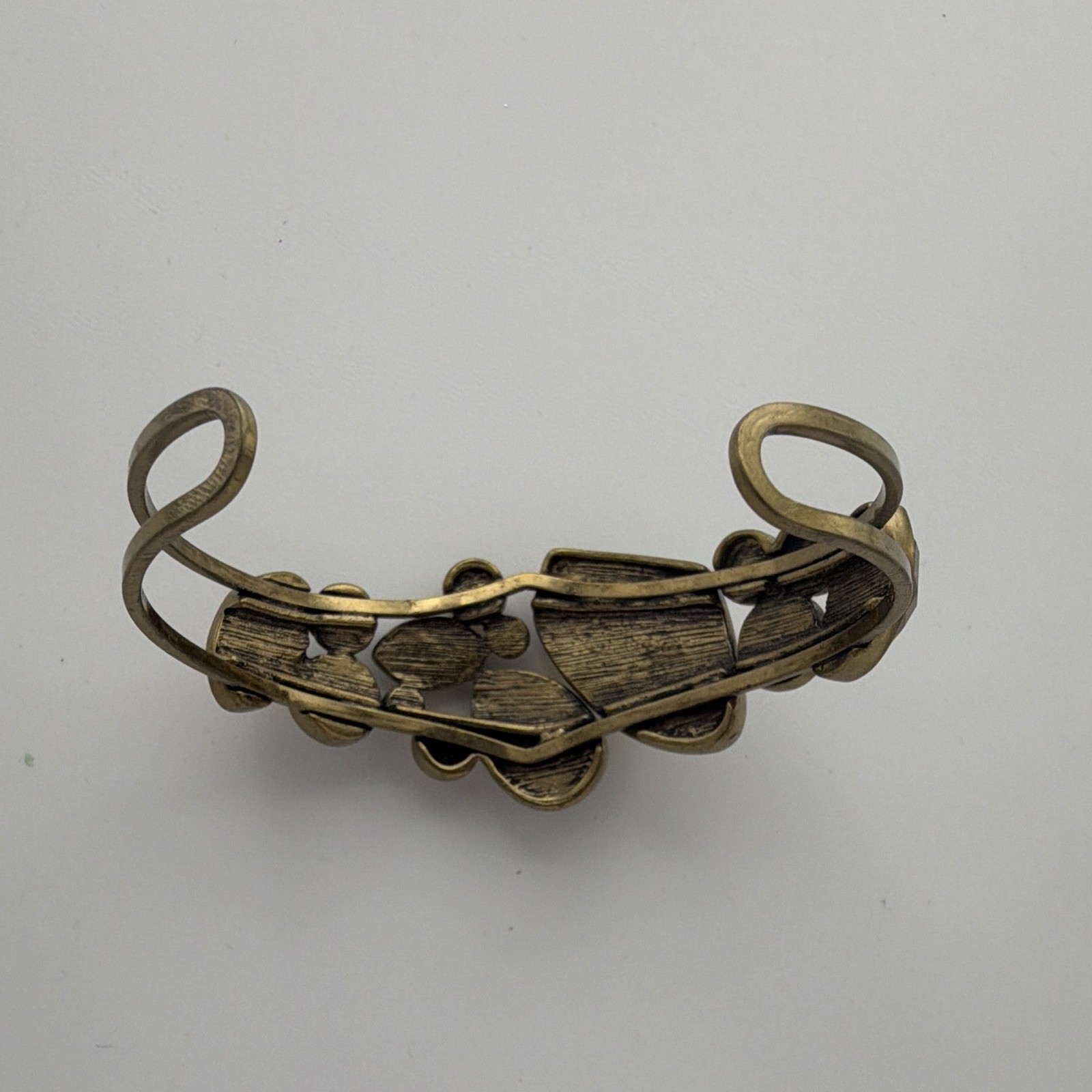 Gold Tone Multicolor Bezel-Set Stone Cluster Asymmetrical Cuff Bracelet