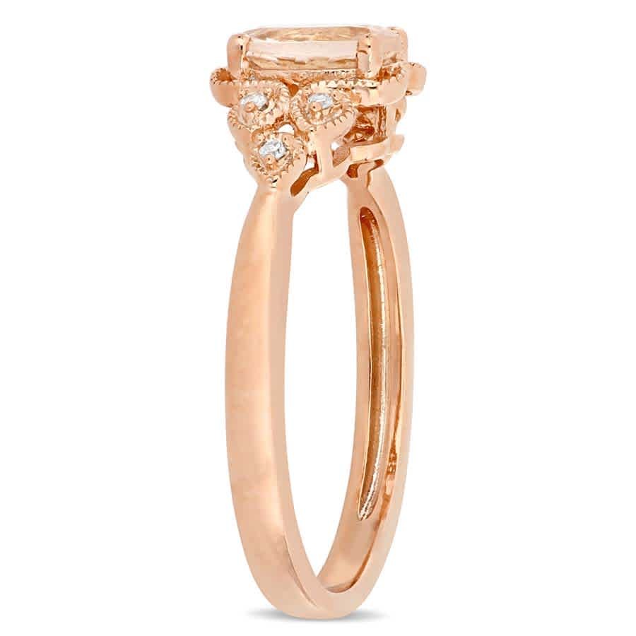 AMOUR 3/4 CT TGW Morganite and Diamond Filigree Ring In 10K Rose Gold
