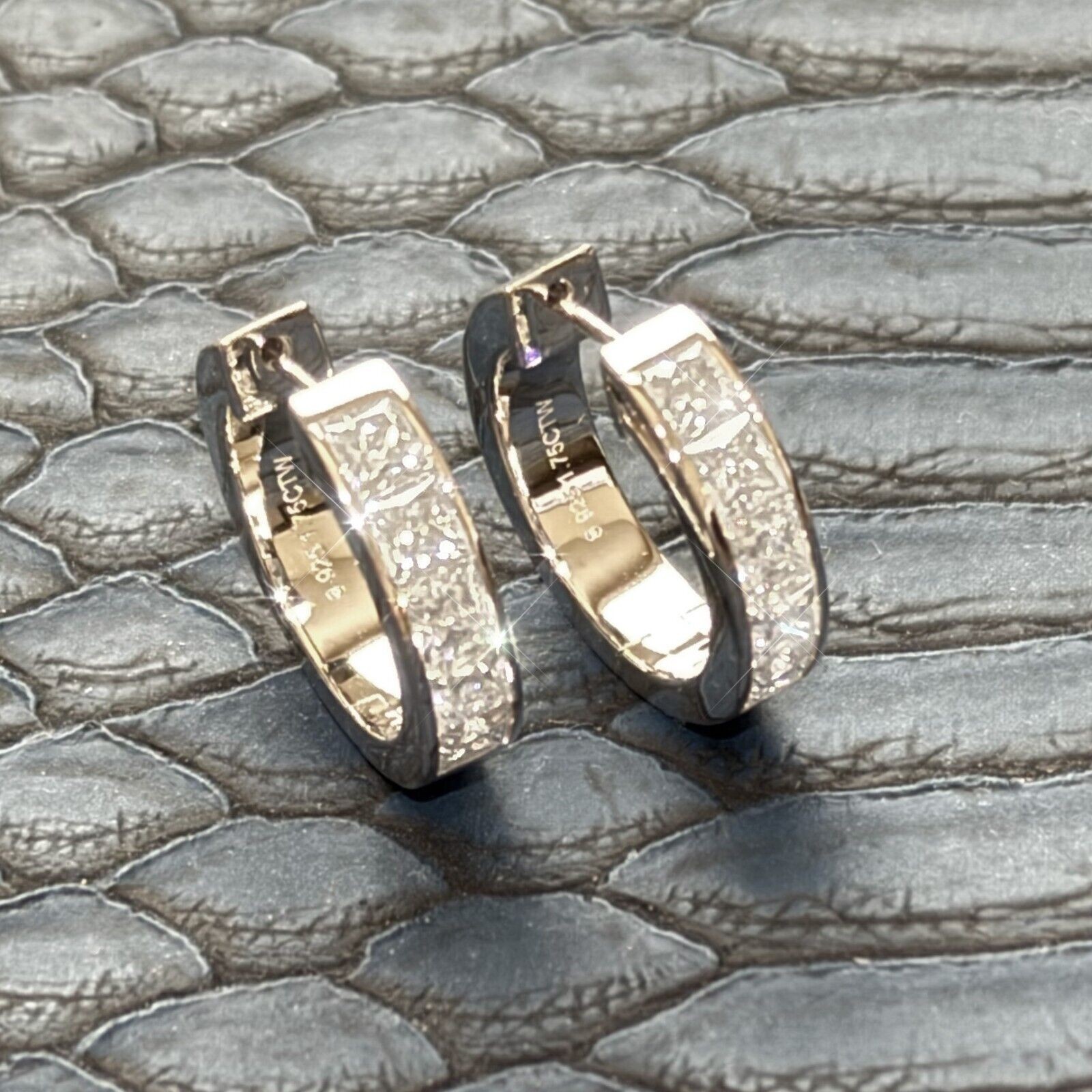 3.50 CTW Princess Cut Moissanite Hoop Earrings 20MM – 925 Silver Gold